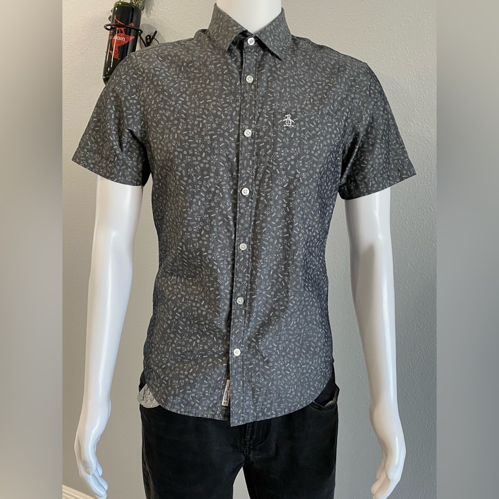 Original Penguin Dark Gray Patterned Button Down Shirt